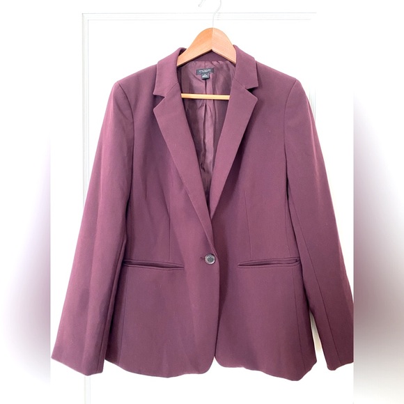 EUC Ann Taylor Factory plum purple blazer jacket contemporary 80’s look coat 12 - Picture 2 of 12